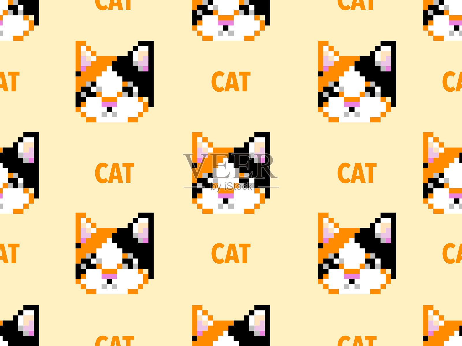 猫卡通人物无缝图案插画图片素材