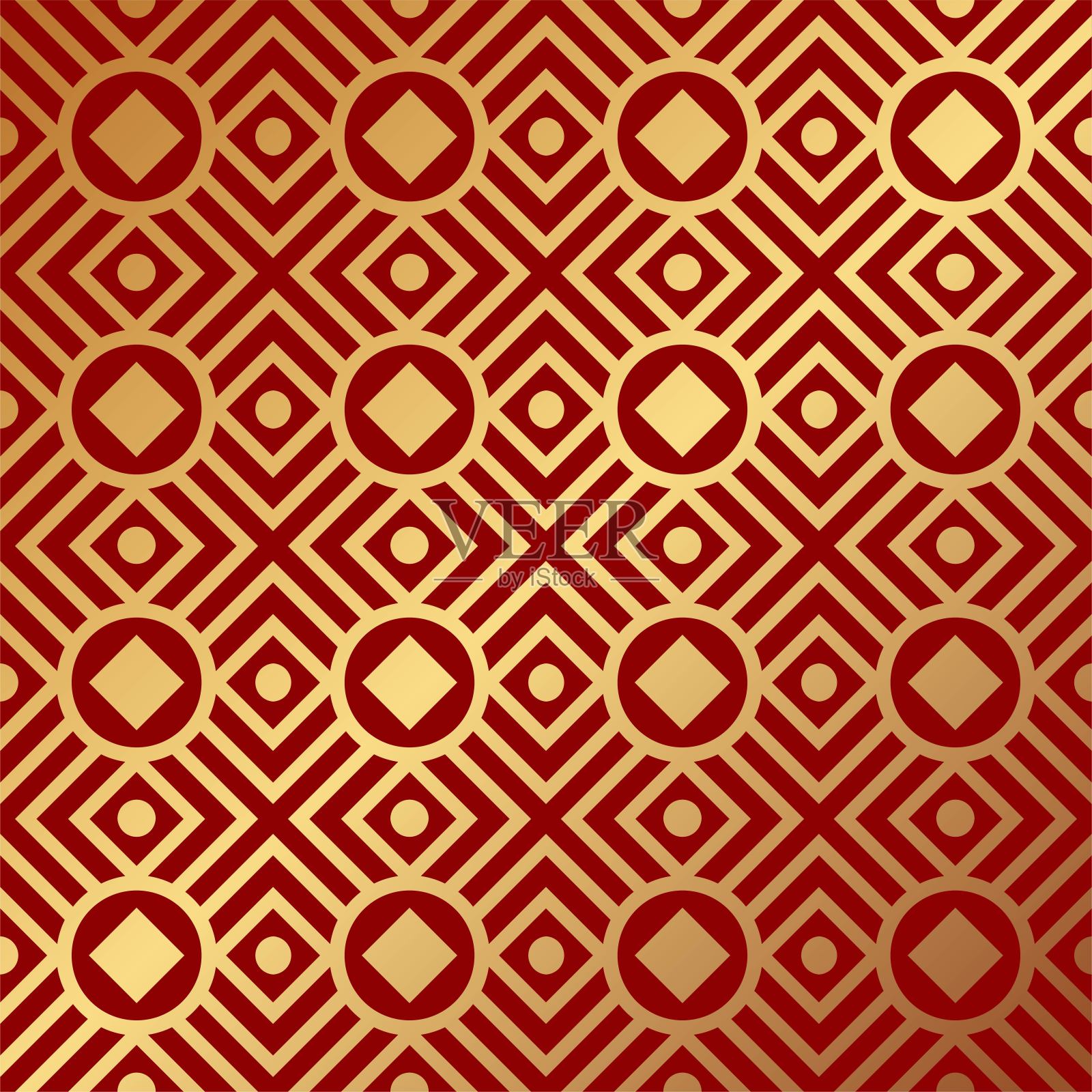 中国传统矢量艺术。中式无缝图案。插画图片素材