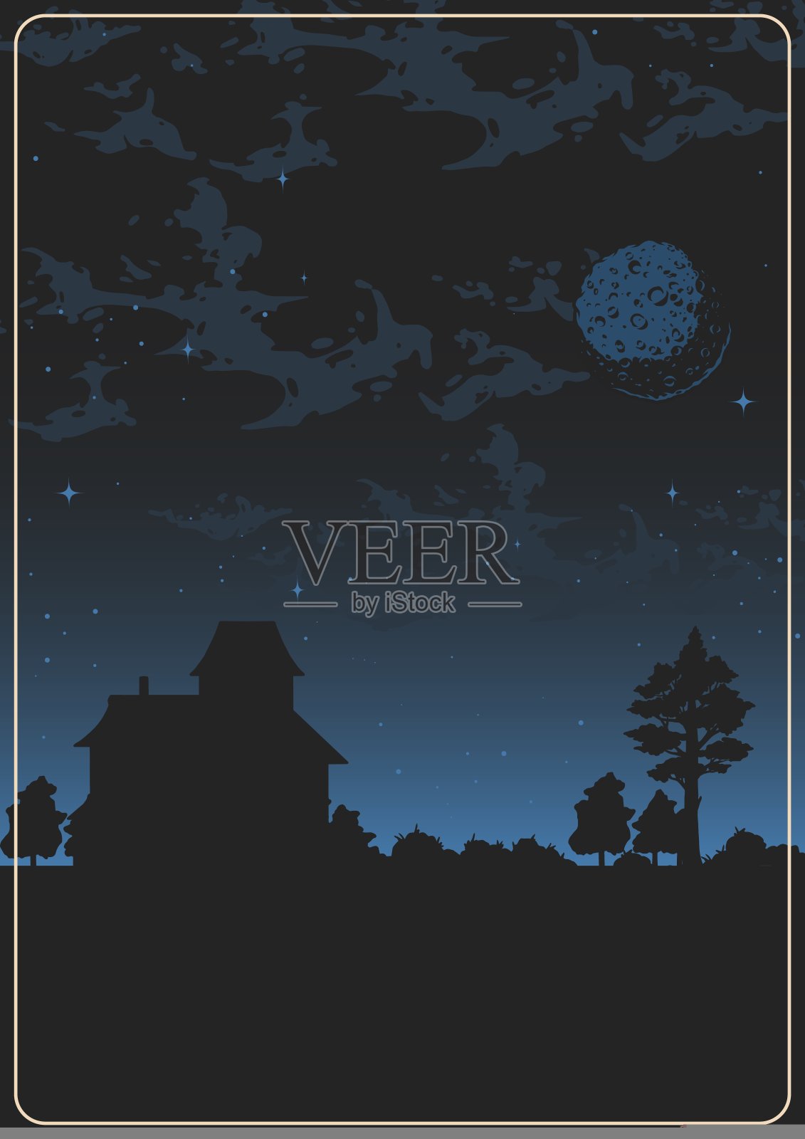 神秘的风景色彩斑斓的海报复古插画图片素材