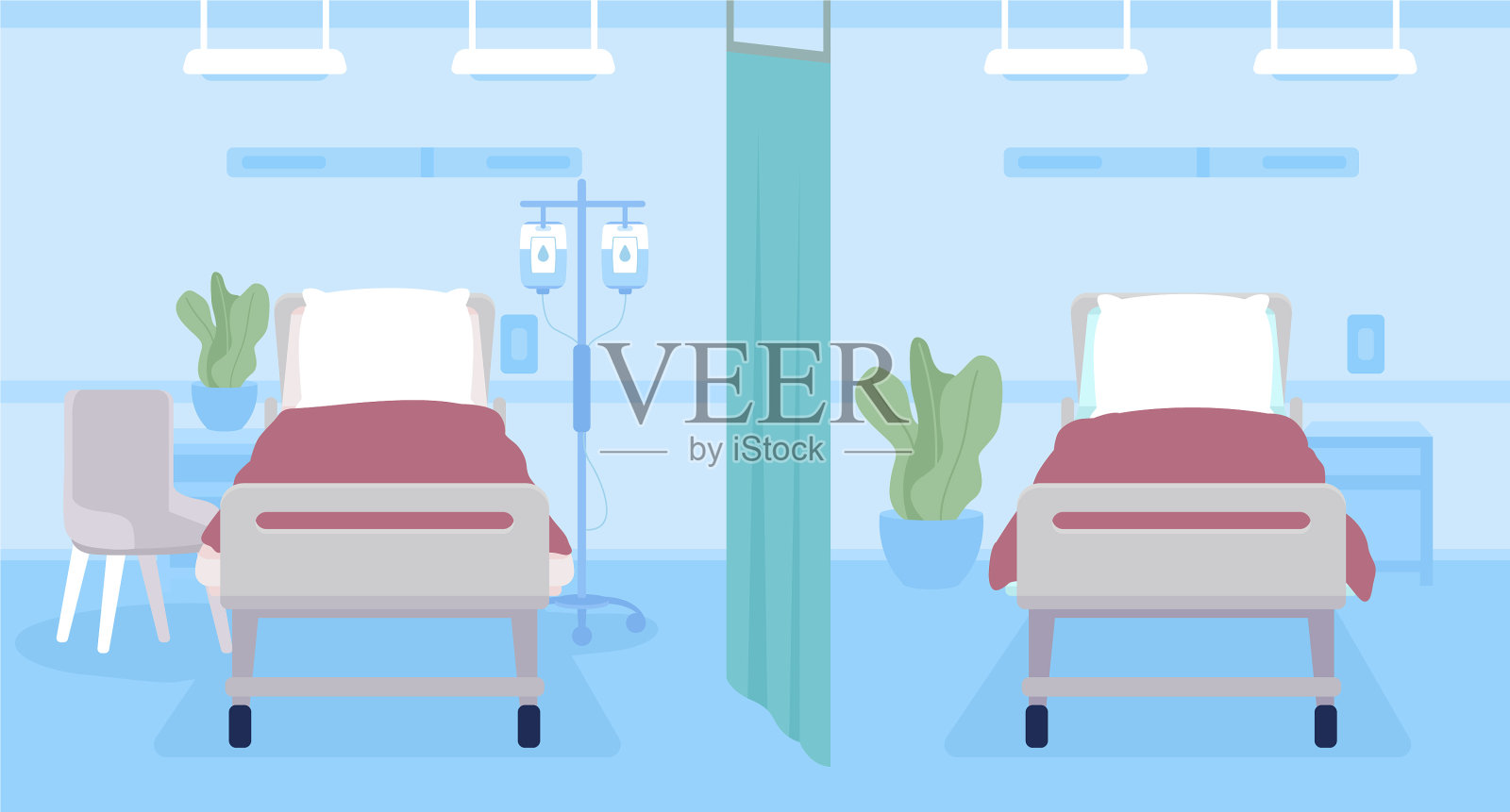 现代清洁急诊科平面色彩插画图片素材