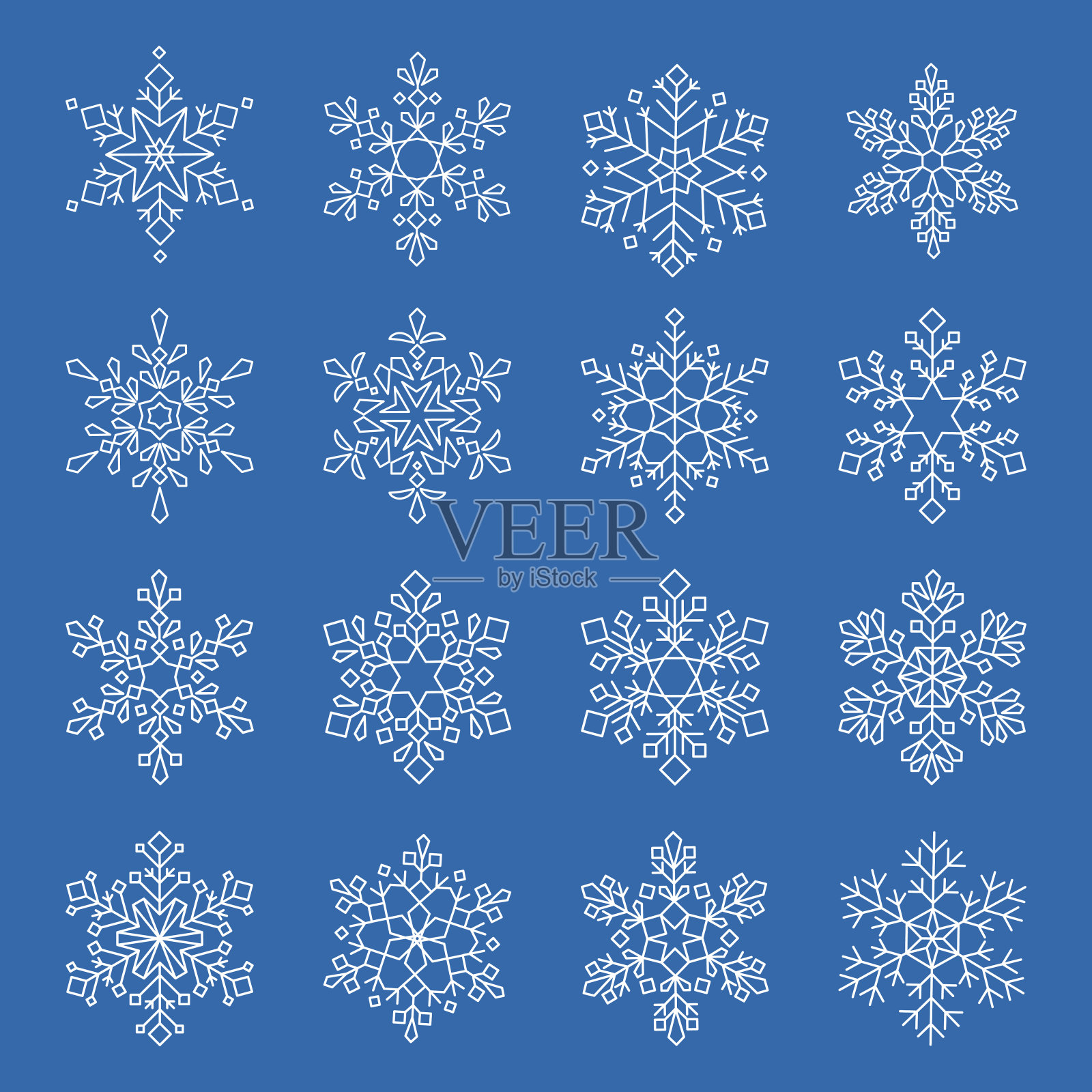 美丽的白色雪花插图集插画图片素材