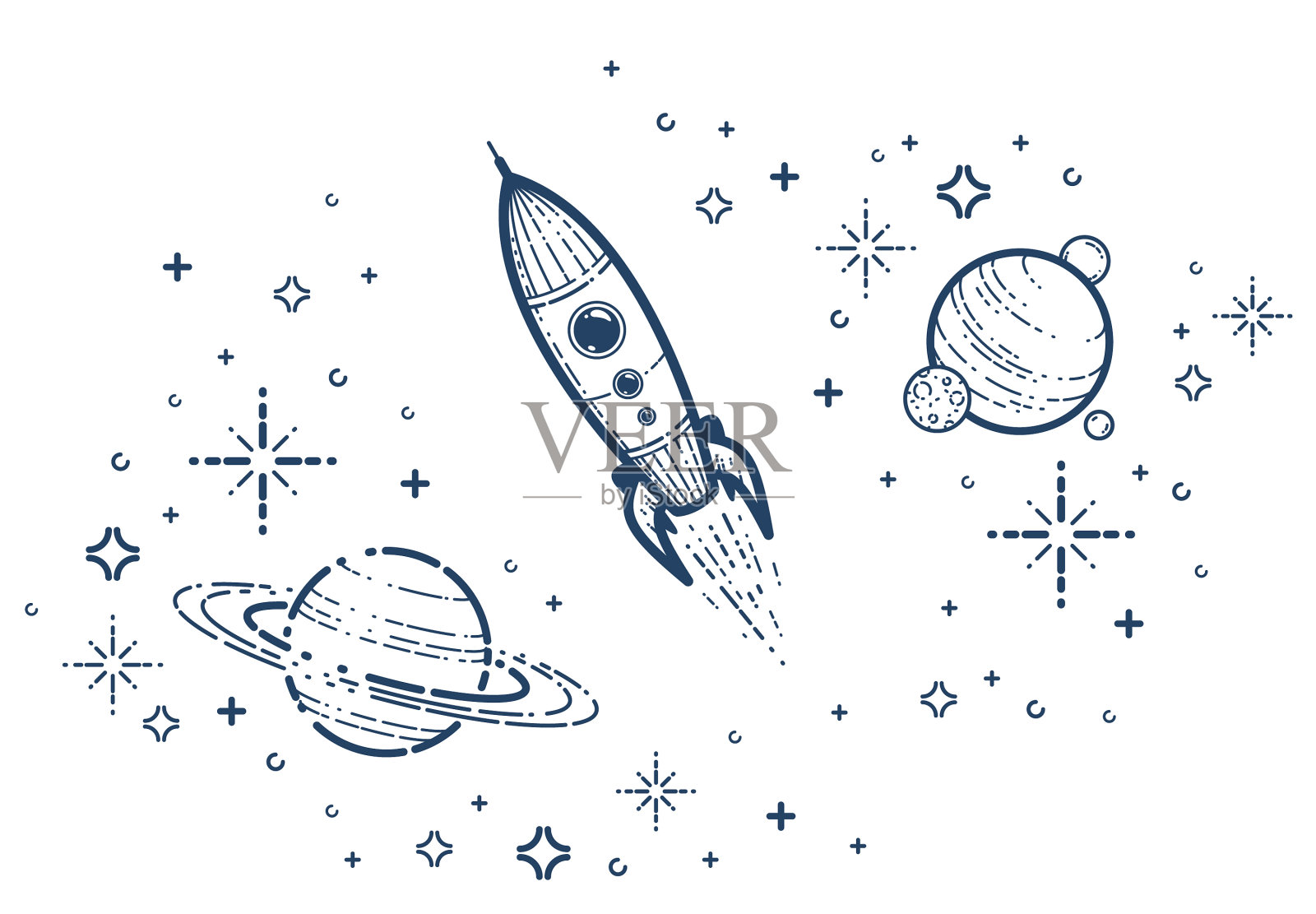 火箭发射简单线性图标导弹启动插画图片素材