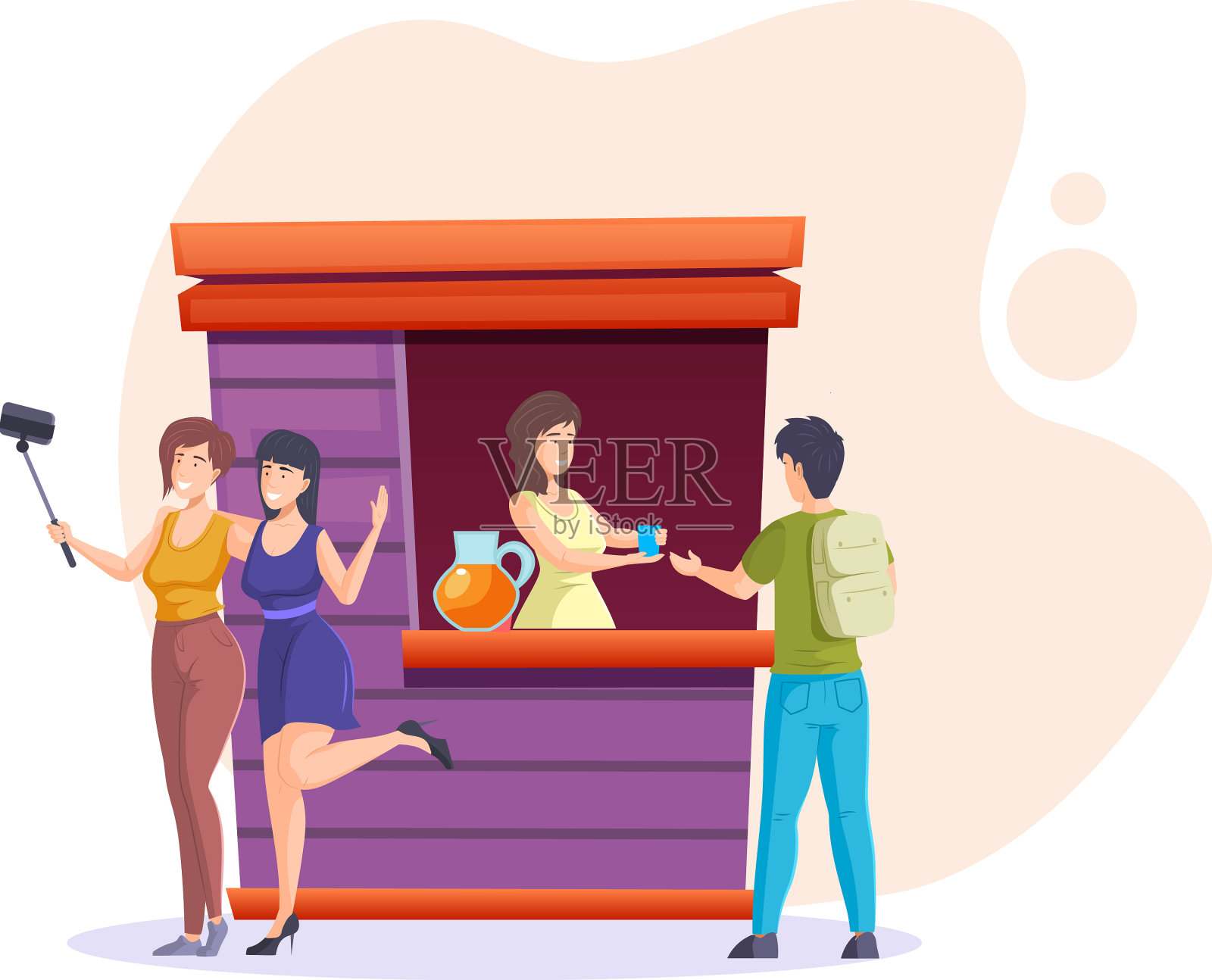 在街市上卖自制柠檬水的妇女设计元素图片