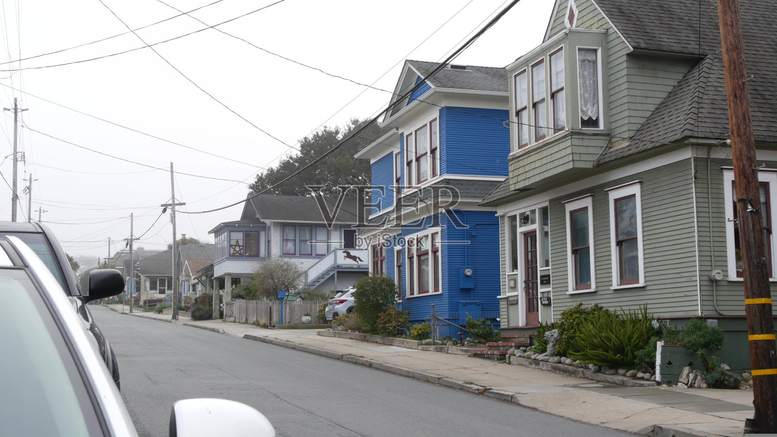 古老的维多利亚风格的房子，历史悠久的蒙特利，加利福尼亚州。殖民地建筑照片摄影图片