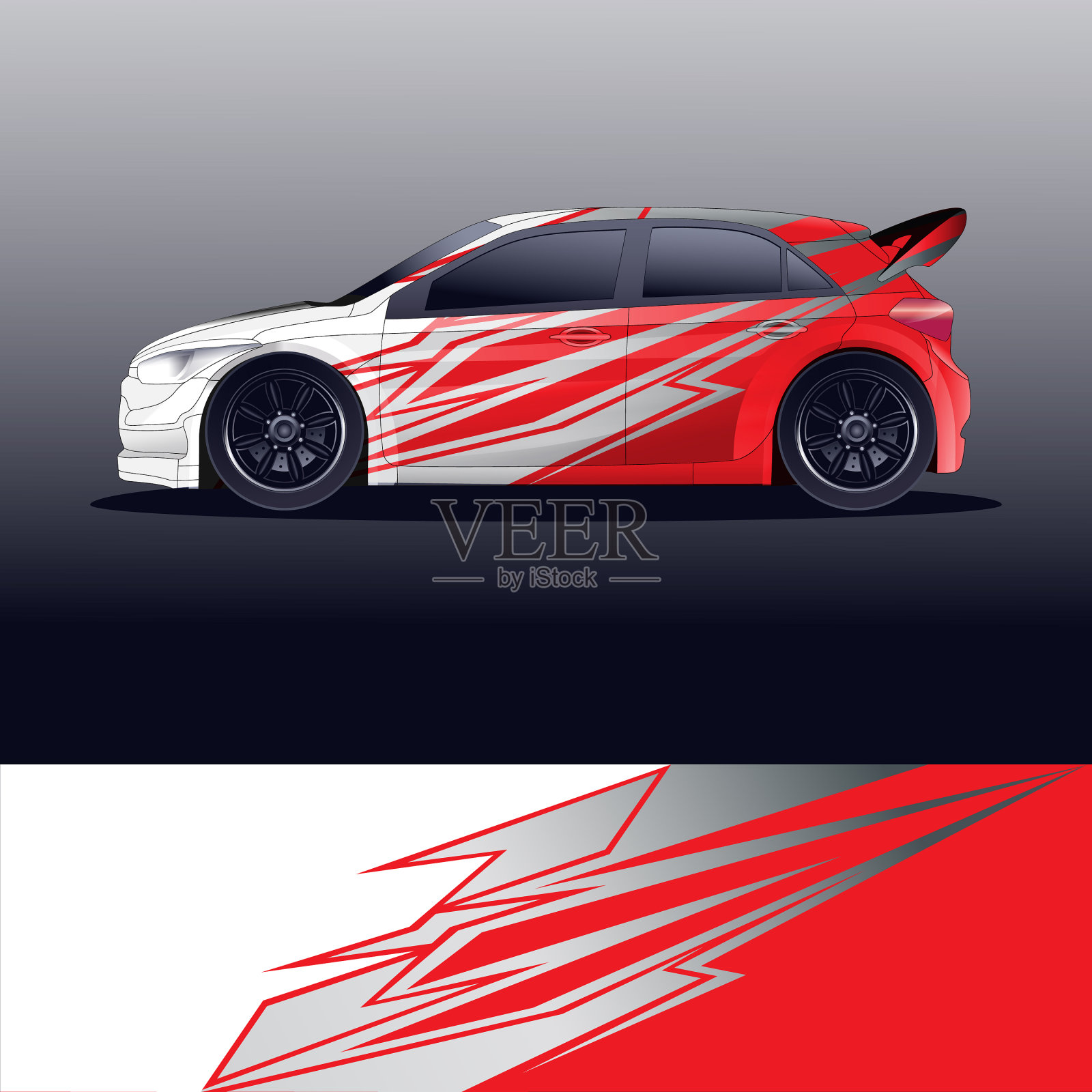 拉力赛汽车贴花图形包装插画图片素材