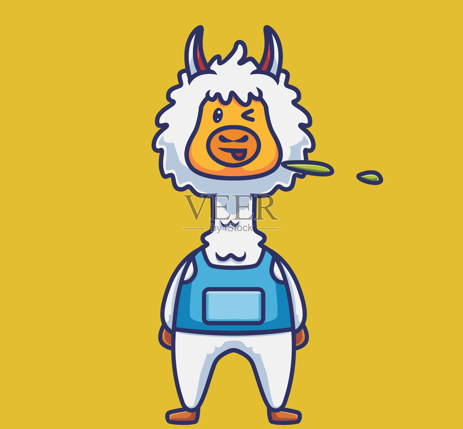 可爱的羊驼吐槽卡通动物自然插画图片素材