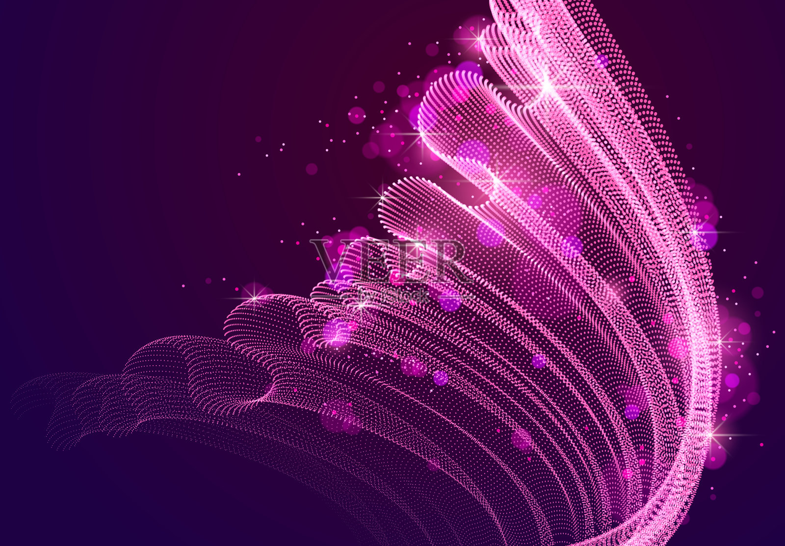 流动的魔法能量粒子在黑暗的波插画图片素材