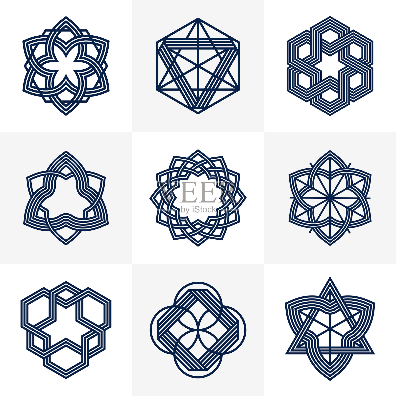 抽象几何线性符号集图形插画图片素材