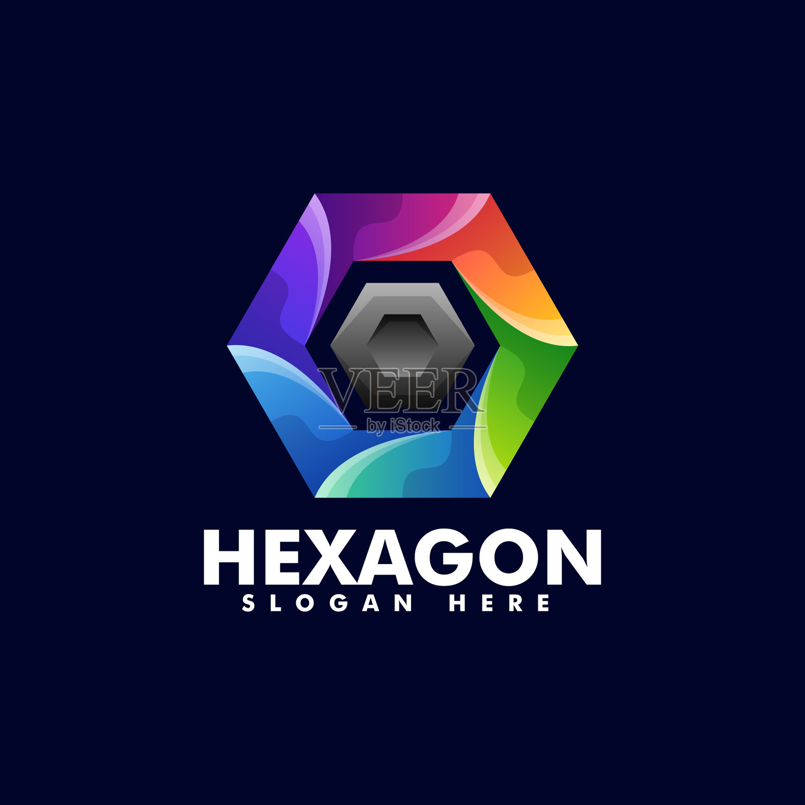 Logo六边形渐变，色彩鲜艳插画图片素材