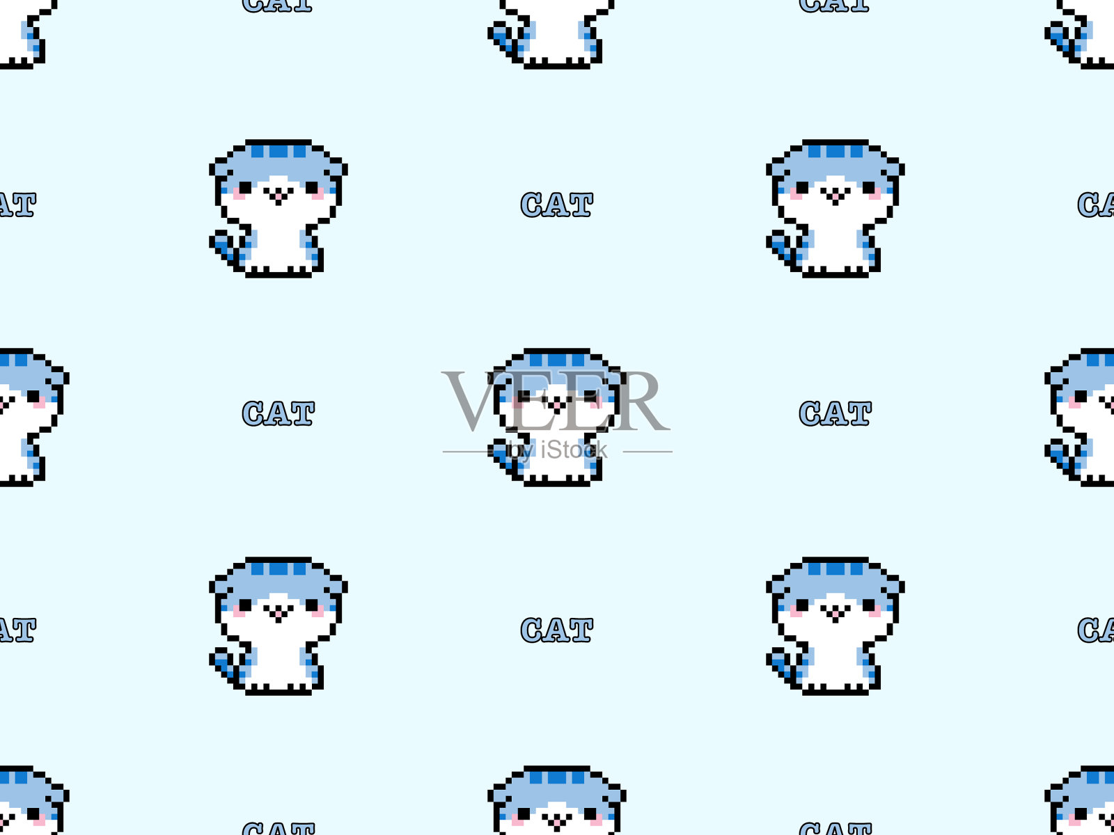 猫卡通人物无缝图案插画图片素材