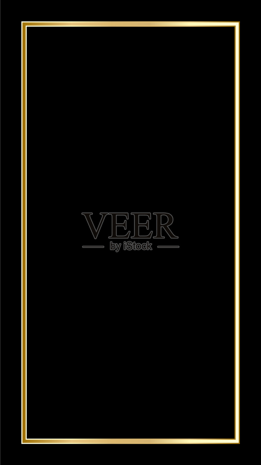 黑色上的矩形金色框架故事插画图片素材