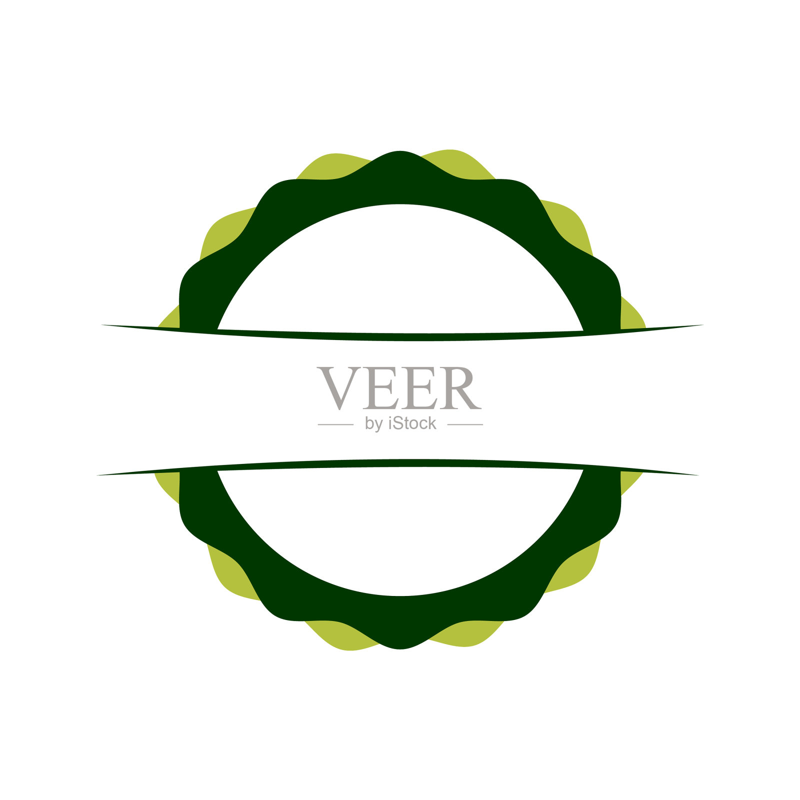 复古绿色波浪徽章邮票插画图片素材