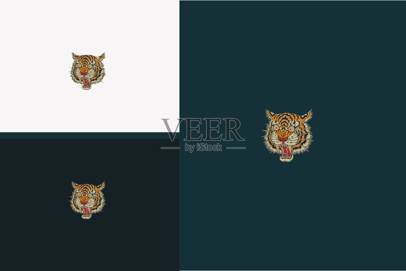 老虎头的设计插画图片素材