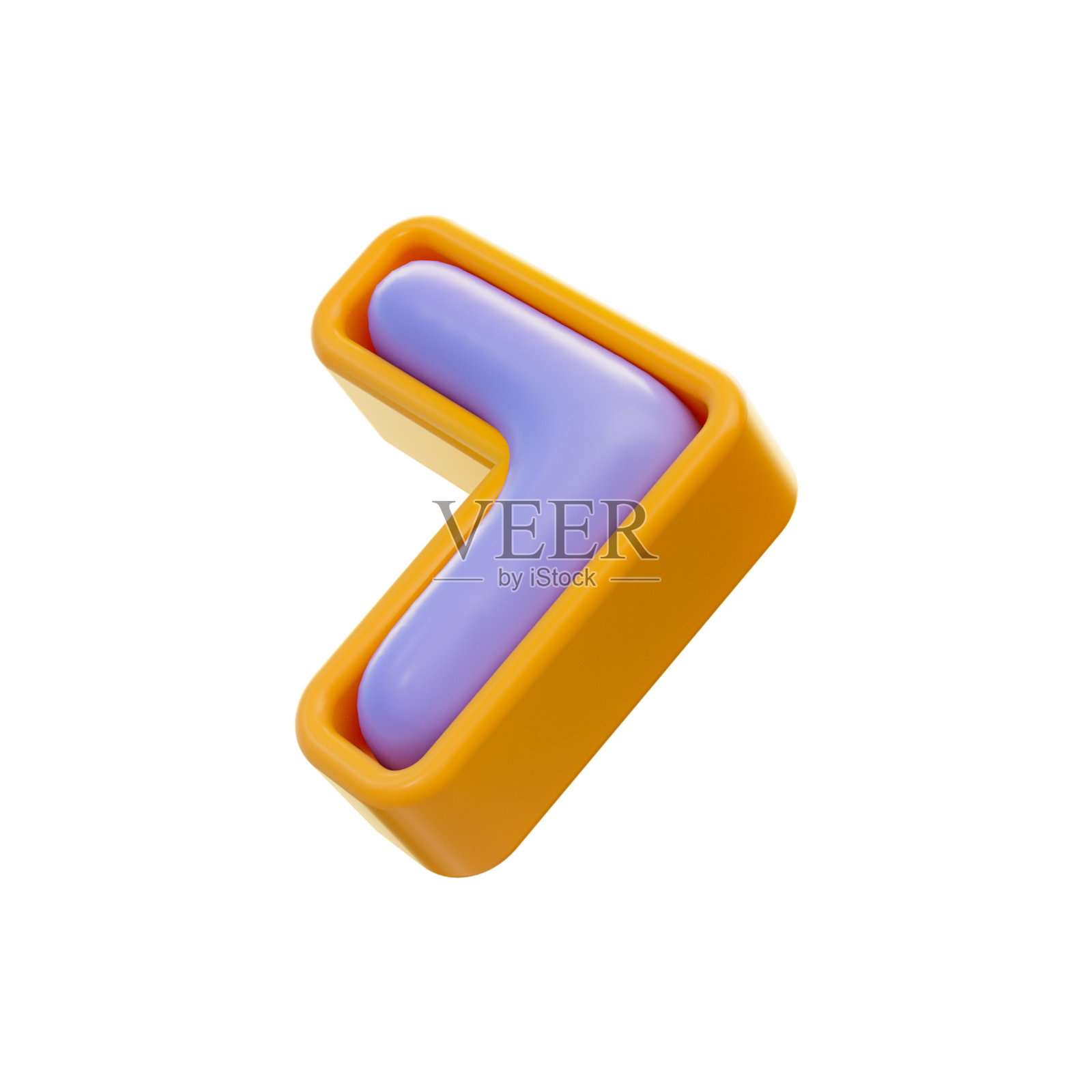 现实光滑的卡通看箭头转右图标3d渲染的网页插画图片素材