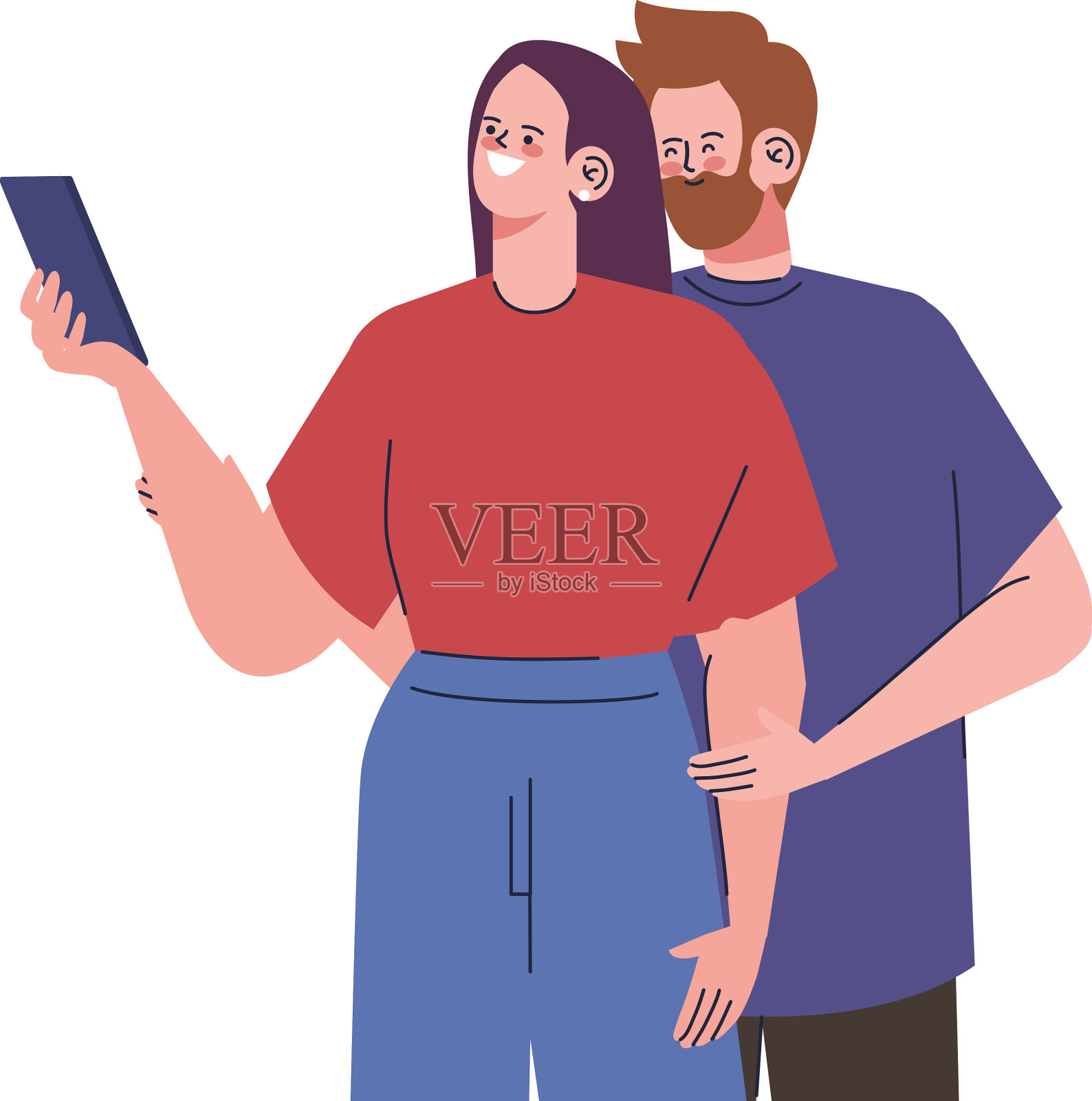 一对热恋中的情侣在自拍设计元素图片