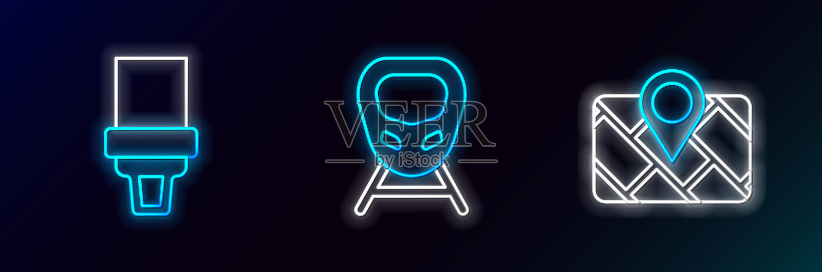 设置线GPS装置与地图安全带和高图标素材