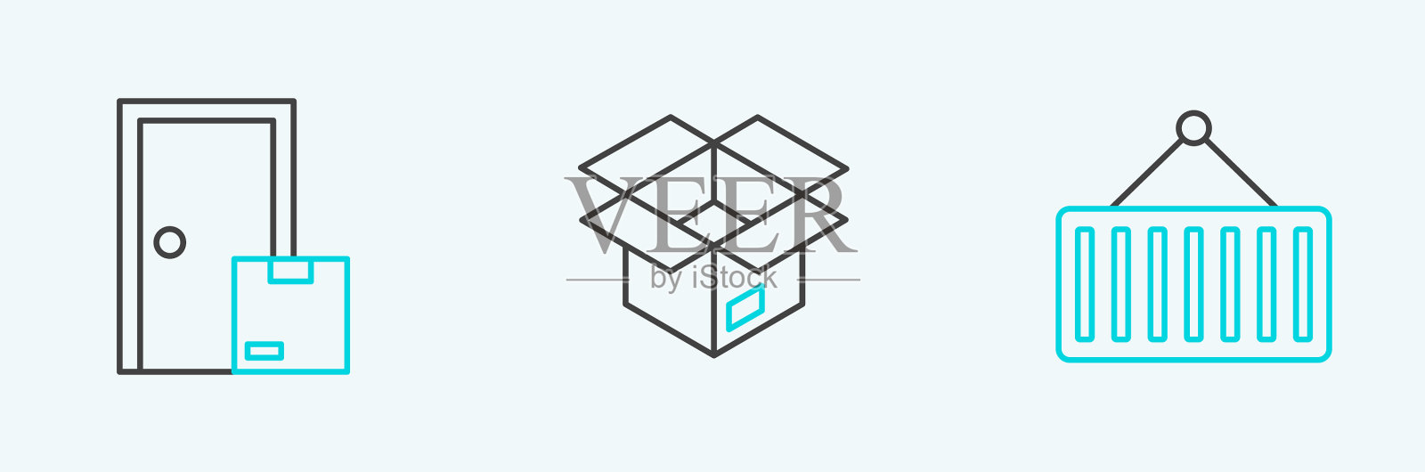 在吊车上设置集装箱线图标素材