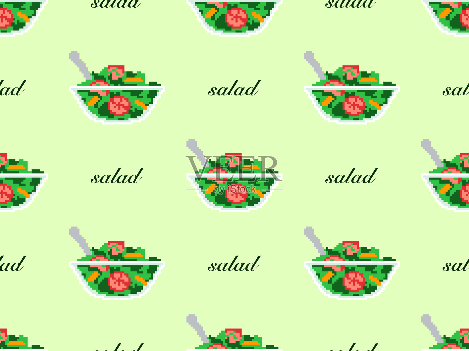 沙拉卡通人物无缝图案插画图片素材