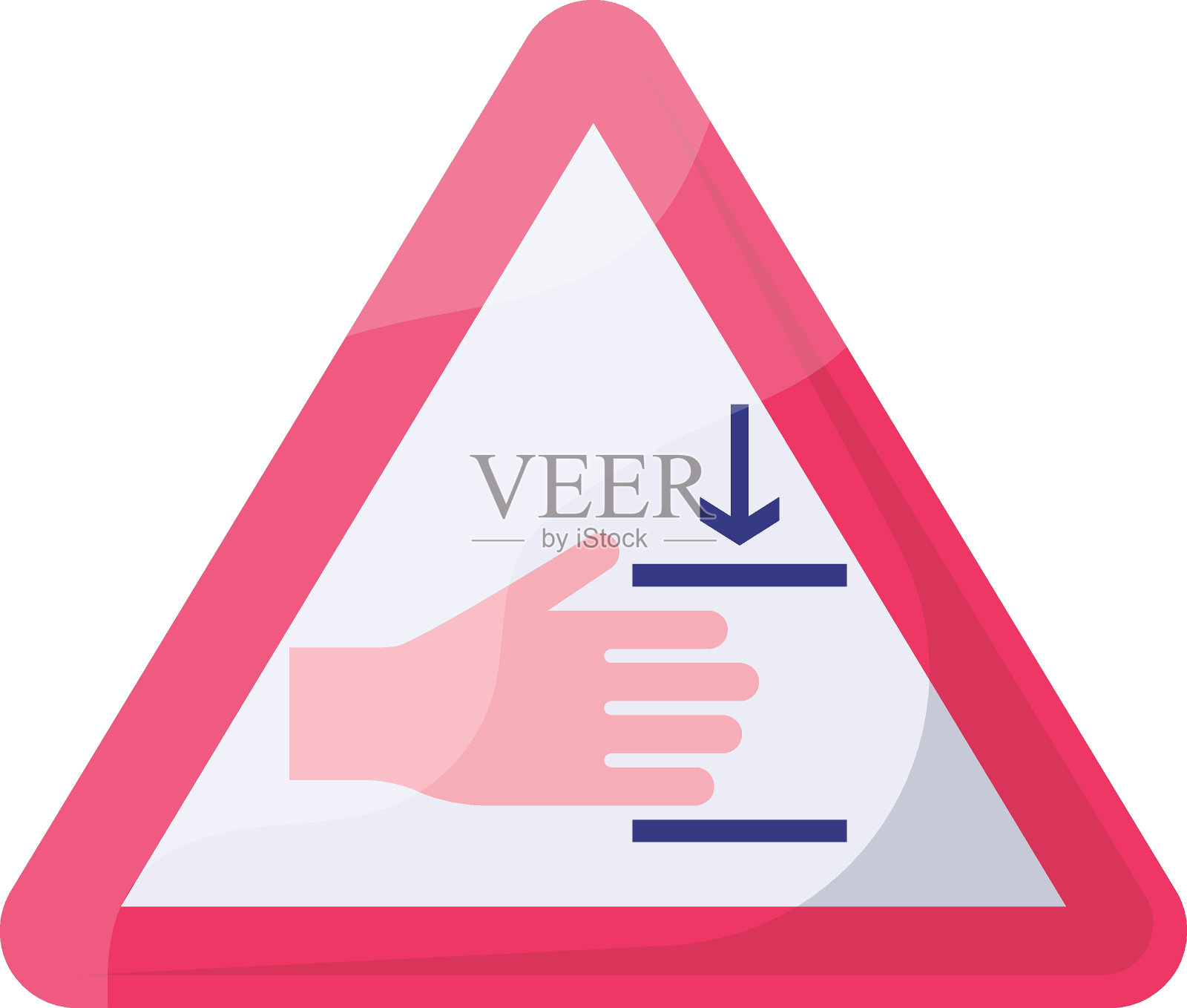 破碎手红色三角形概念，健康危害矢量图标设计，现代交通指南警告标志，监管和可识别的符号，强制道路标志库存插图插画图片素材