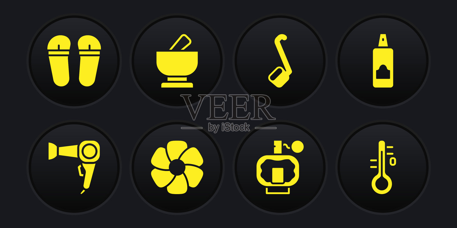 设置吹风机喷雾罐用于发胶花图标素材