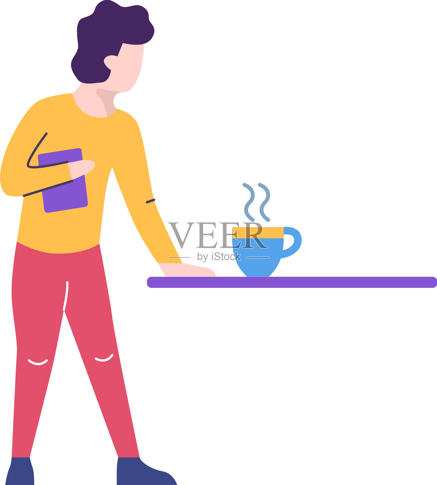 喝咖啡休息的人被隔离了设计元素图片