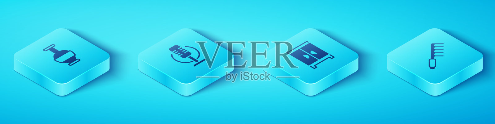 设置等距古双耳话筒图标素材