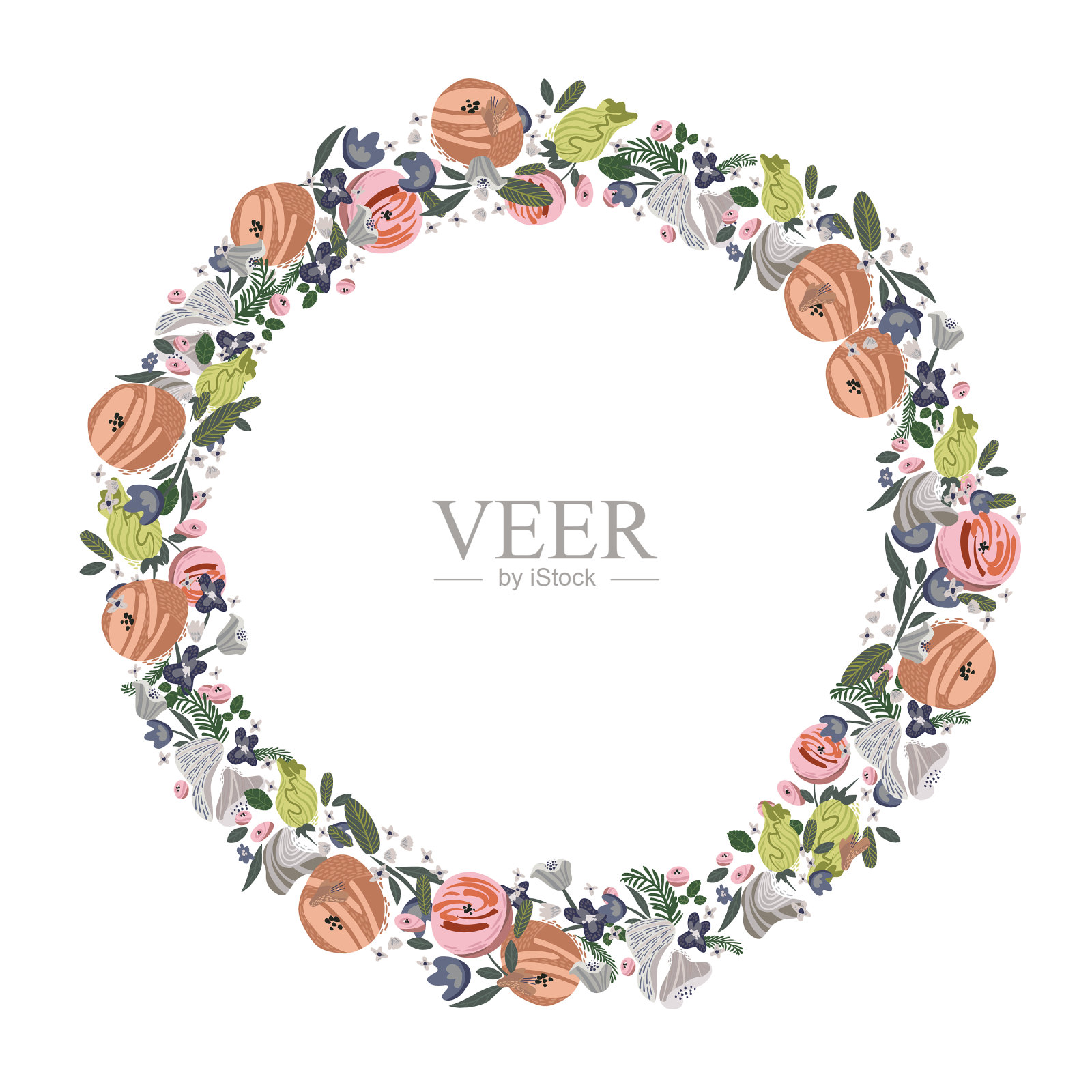 花环抽象玫瑰排列插画图片素材