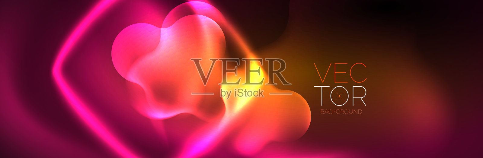 闪烁的霓虹灯抽象的形状组成插画图片素材