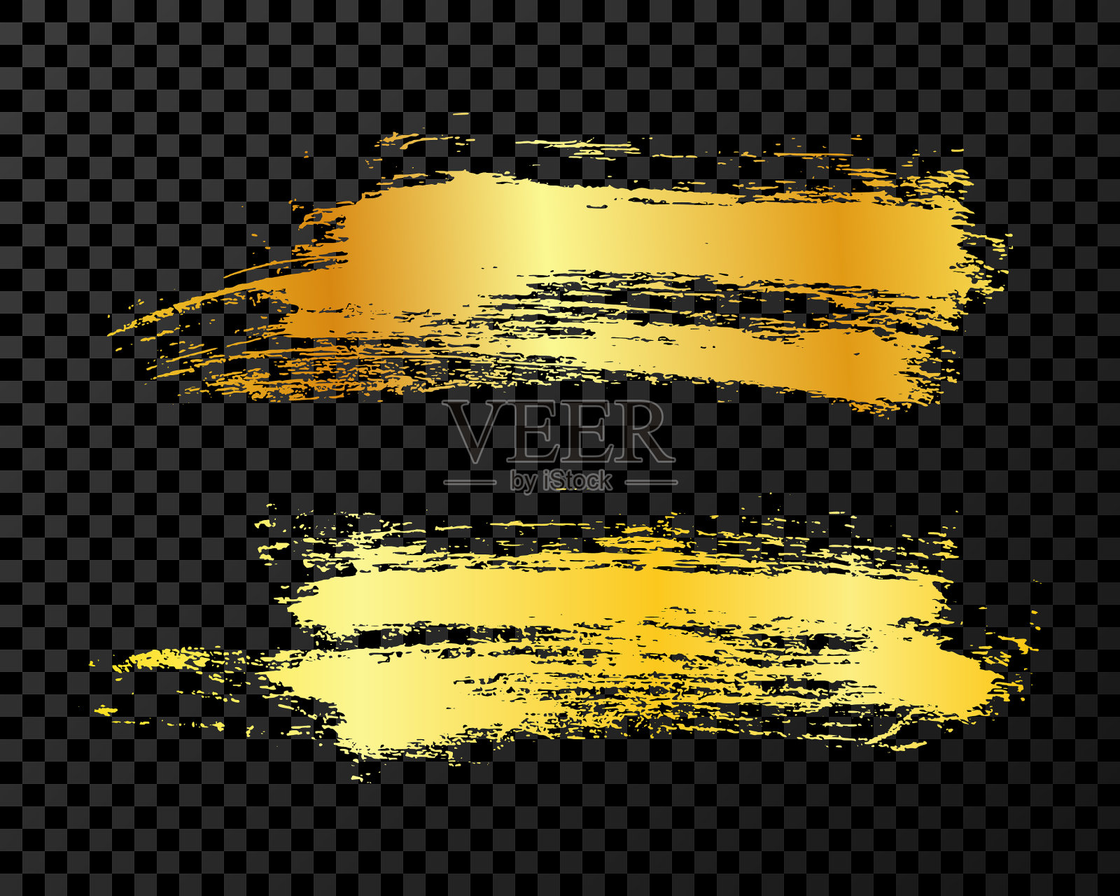 一套黄金手绘笔触插画图片素材