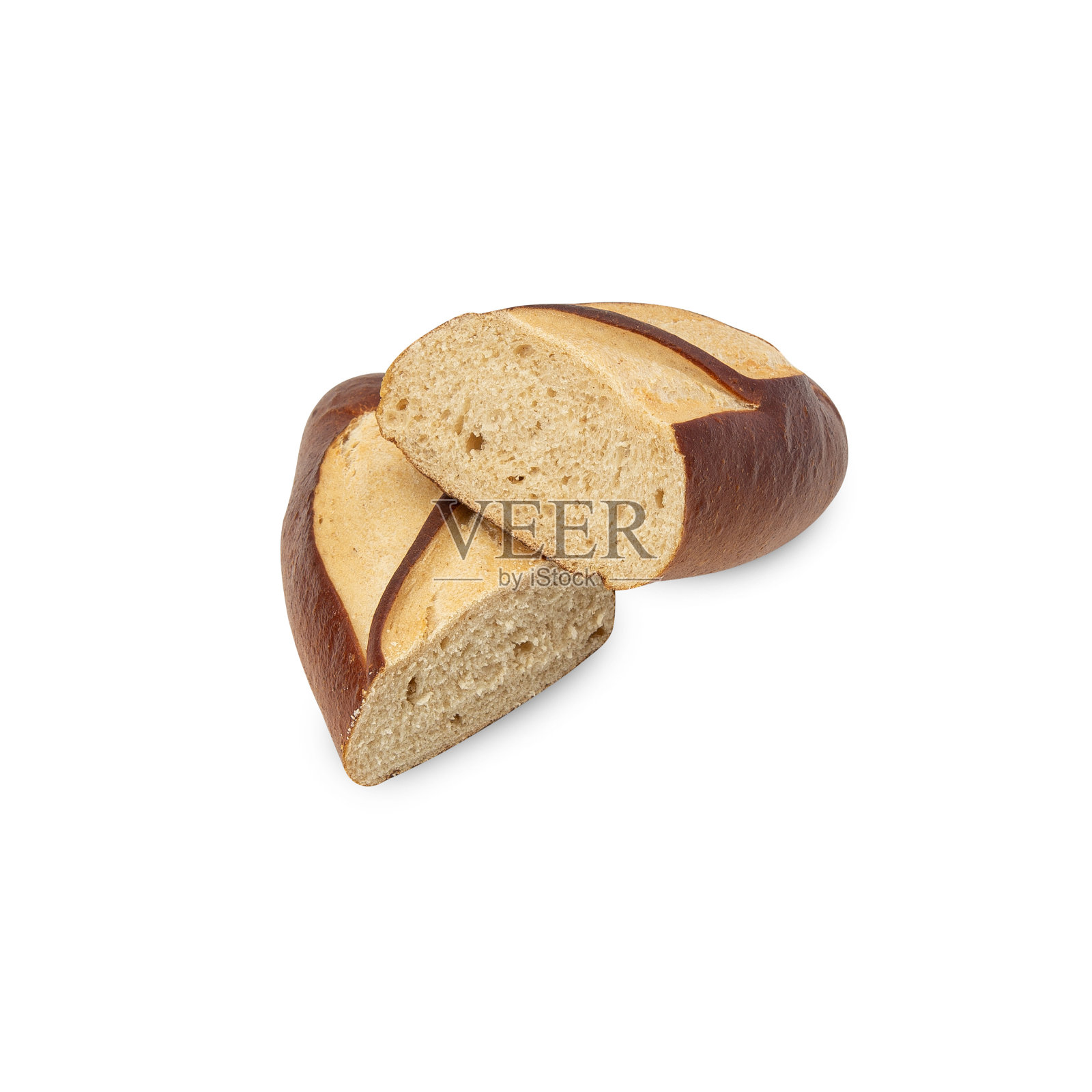 平原劳根面包孤立在白色背景与修剪路径照片摄影图片