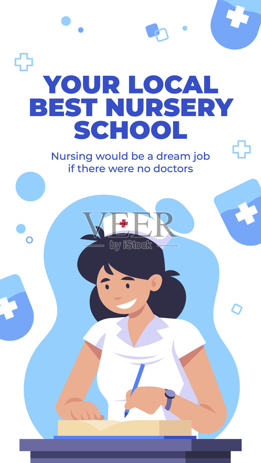 手绘护理学校设计模板插画图片素材