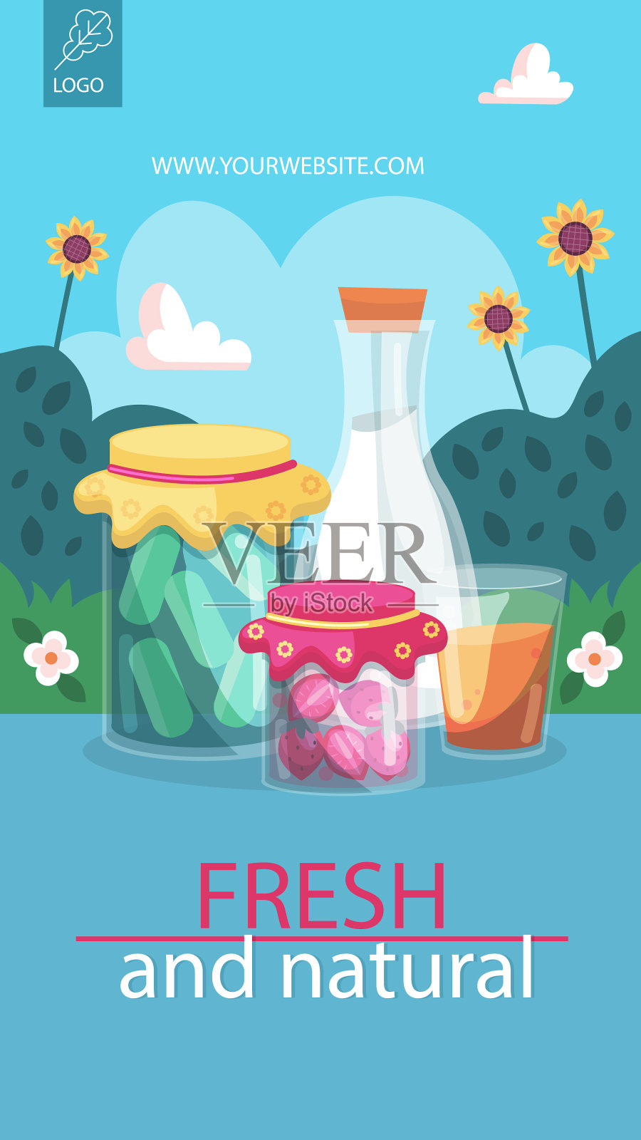 手绘当地市场的instagram故事插画图片素材