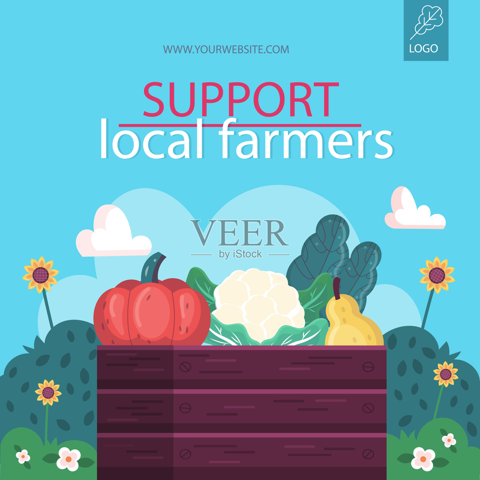 手绘的当地市场海报插画图片素材