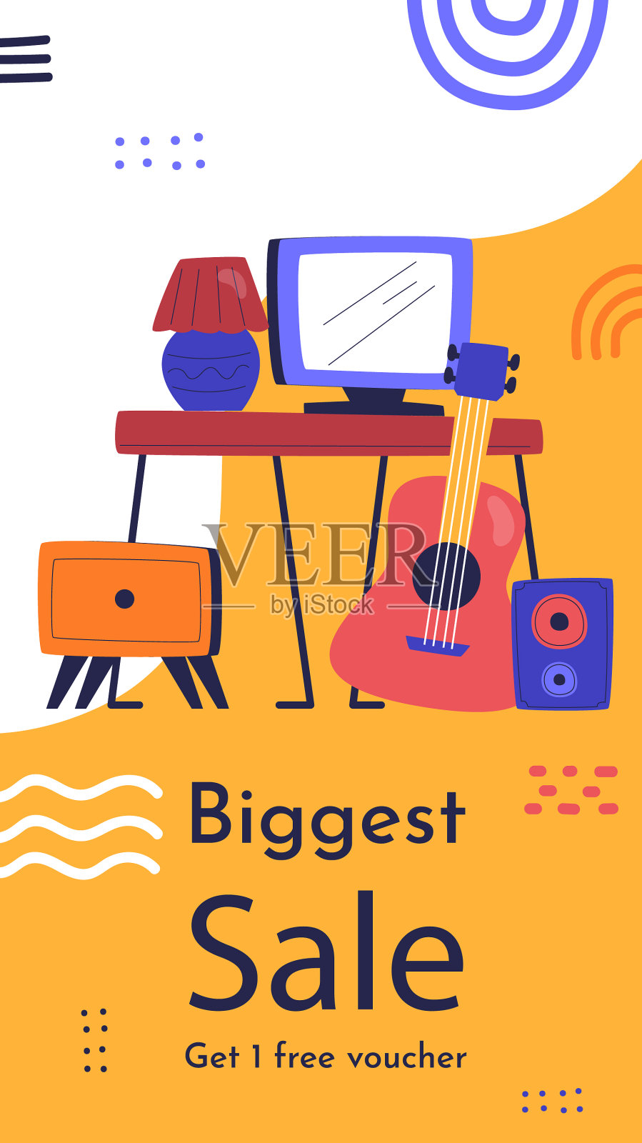 二手跳蚤市场的平邮故事插画图片素材