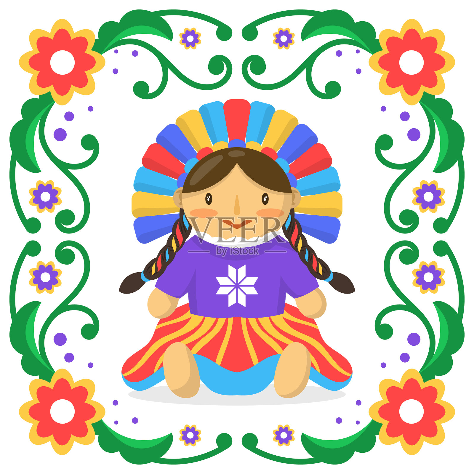 beuatiful墨西哥娃娃设计元素图片