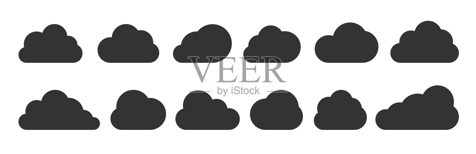 扁平云形状网络网页数据黑色图标集图标素材