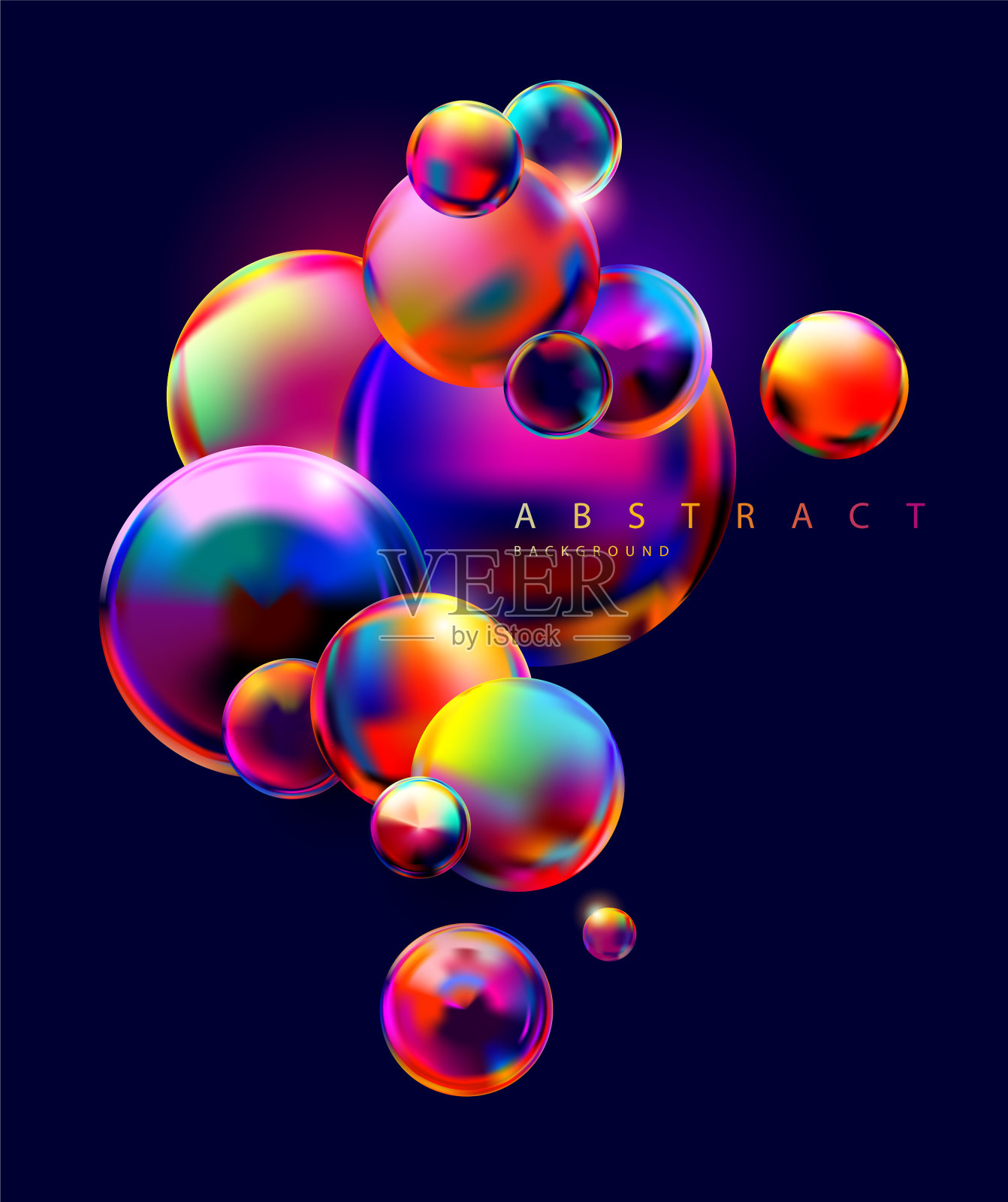 彩色彩虹球在黑暗的背景插画图片素材