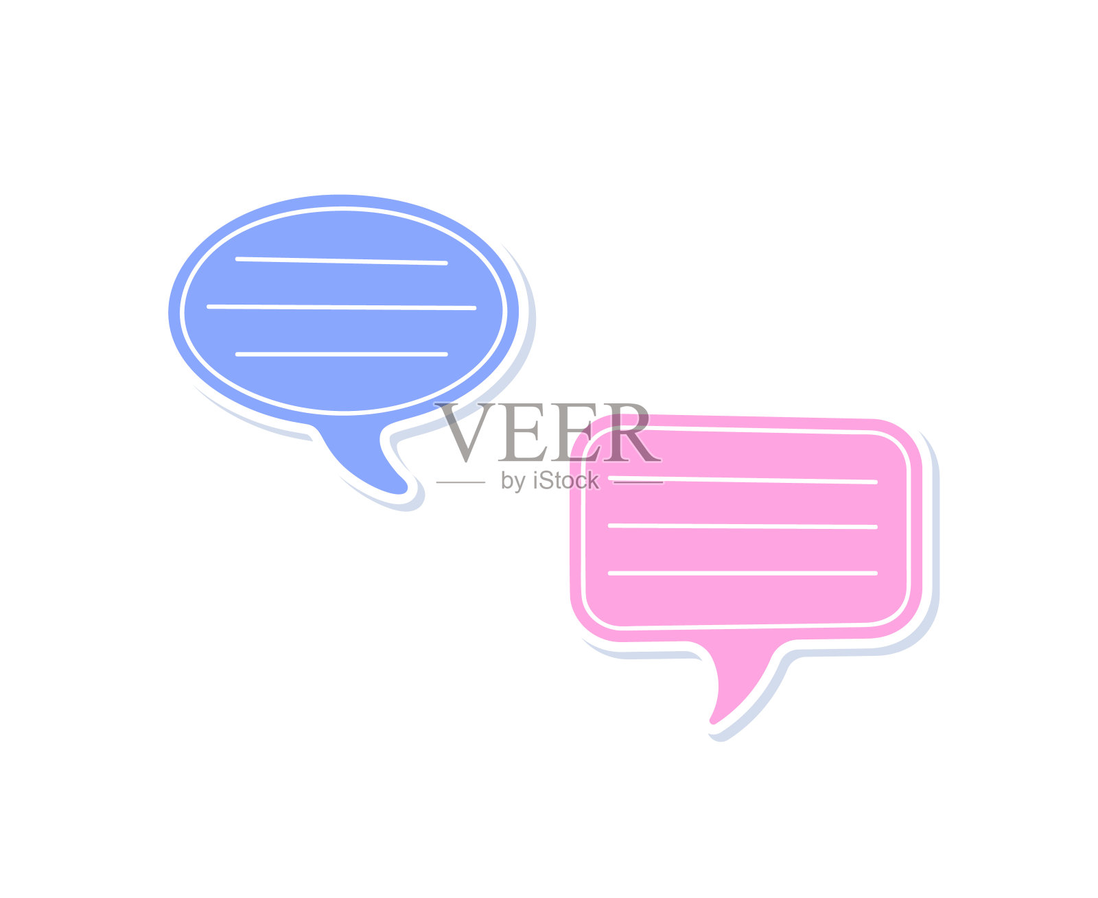 贴纸，语音泡泡，子弹杂志框架。卡通风格的孤立矢量可爱边界。粉色和紫色元素插画图片素材