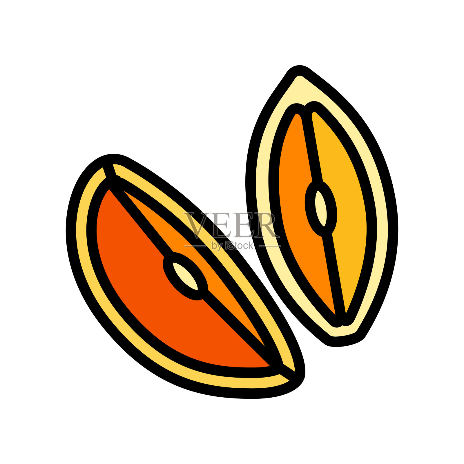 橙色鲜切切片颜色图标矢量插图插画图片素材