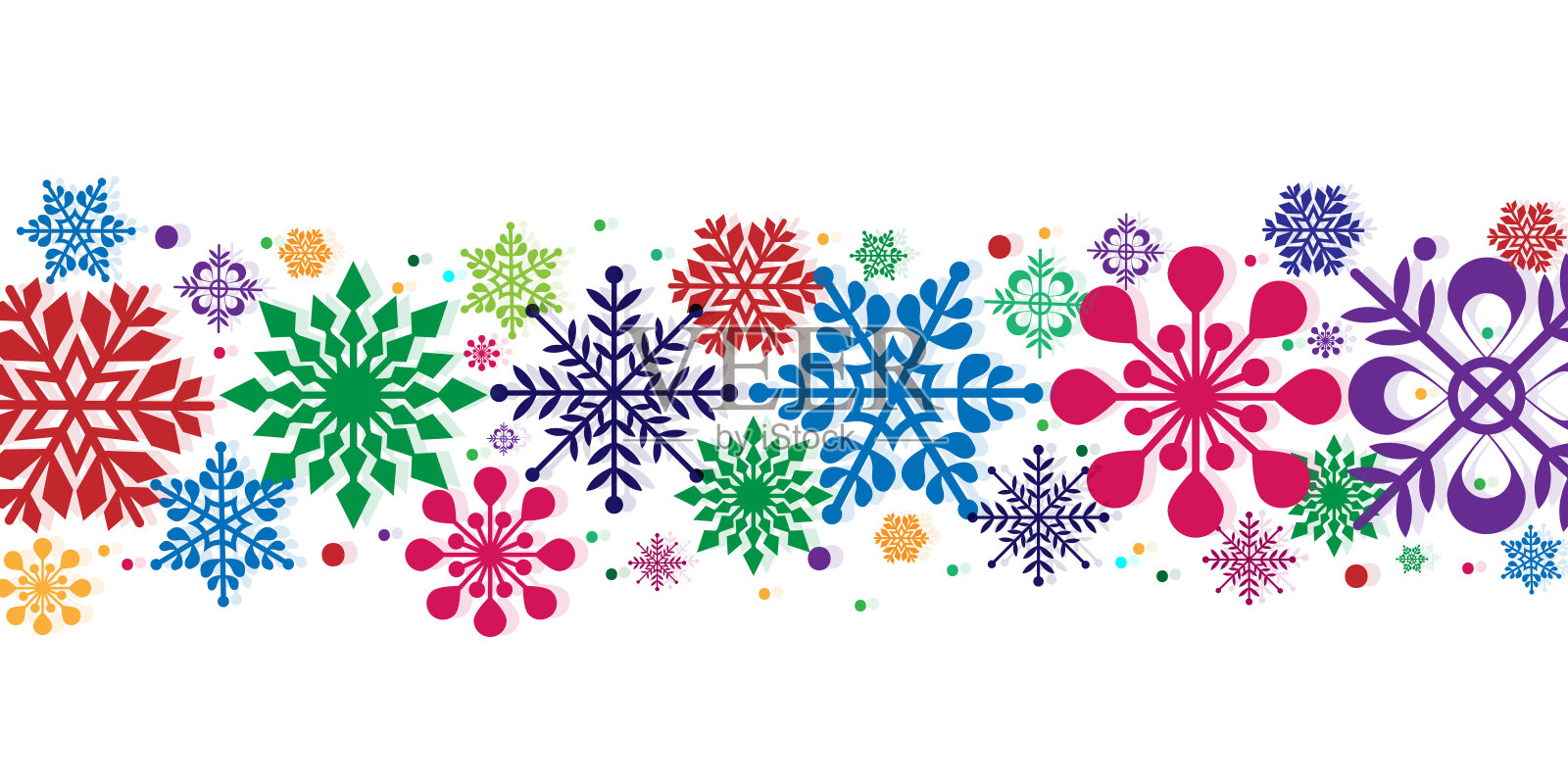 彩色的圣诞雪花背景。无缝模式插画图片素材