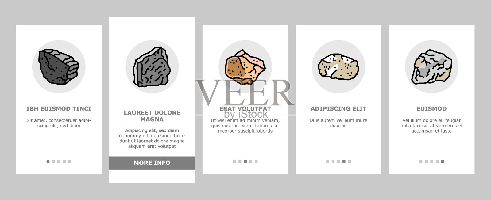 石头岩石纹理自然上车图标设置矢量插画图片素材