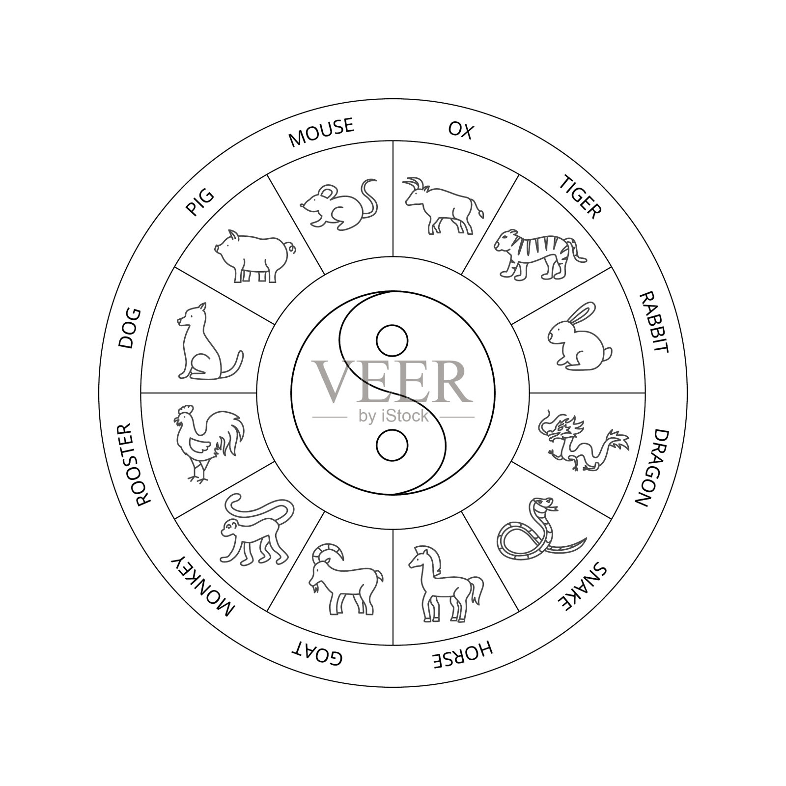 白色生肖圈插画图片素材