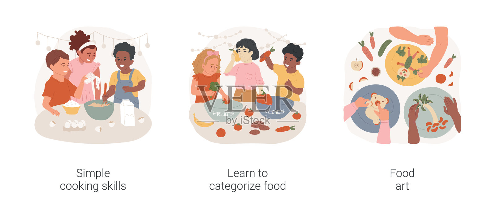 早期烹饪技能教育孤立卡通插画图片素材