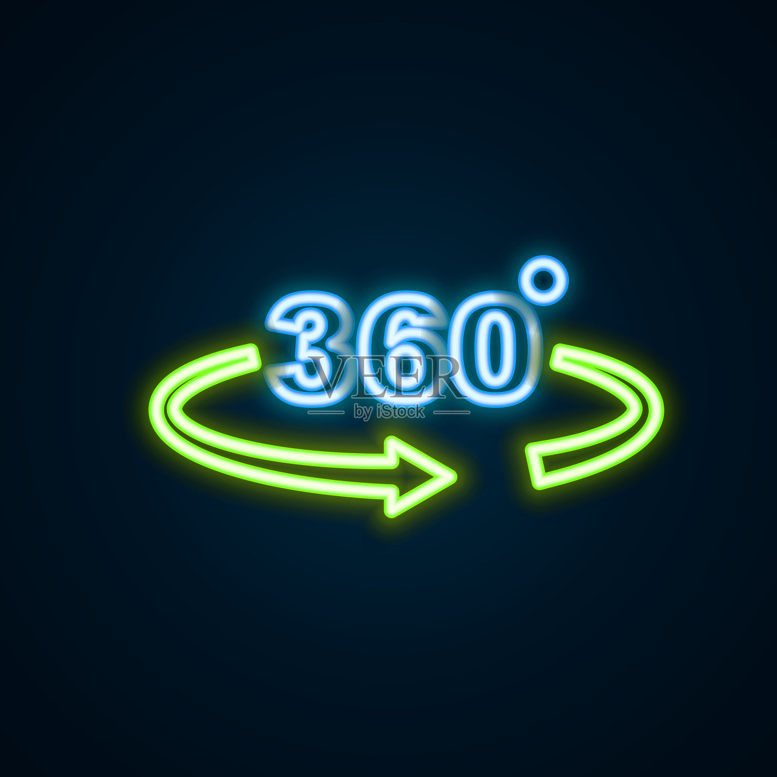 发光的霓虹灯线360度视图图标孤立上插画图片素材