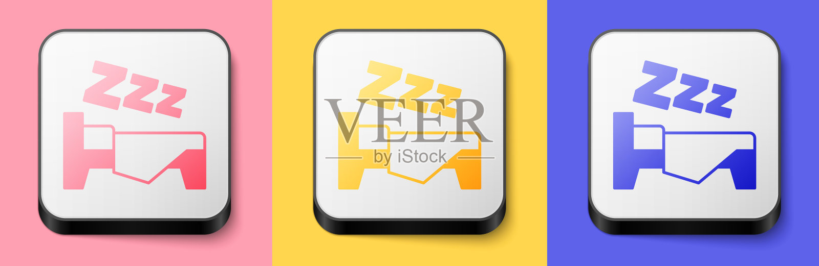 等距睡眠时间图标孤立的粉红色插画图片素材