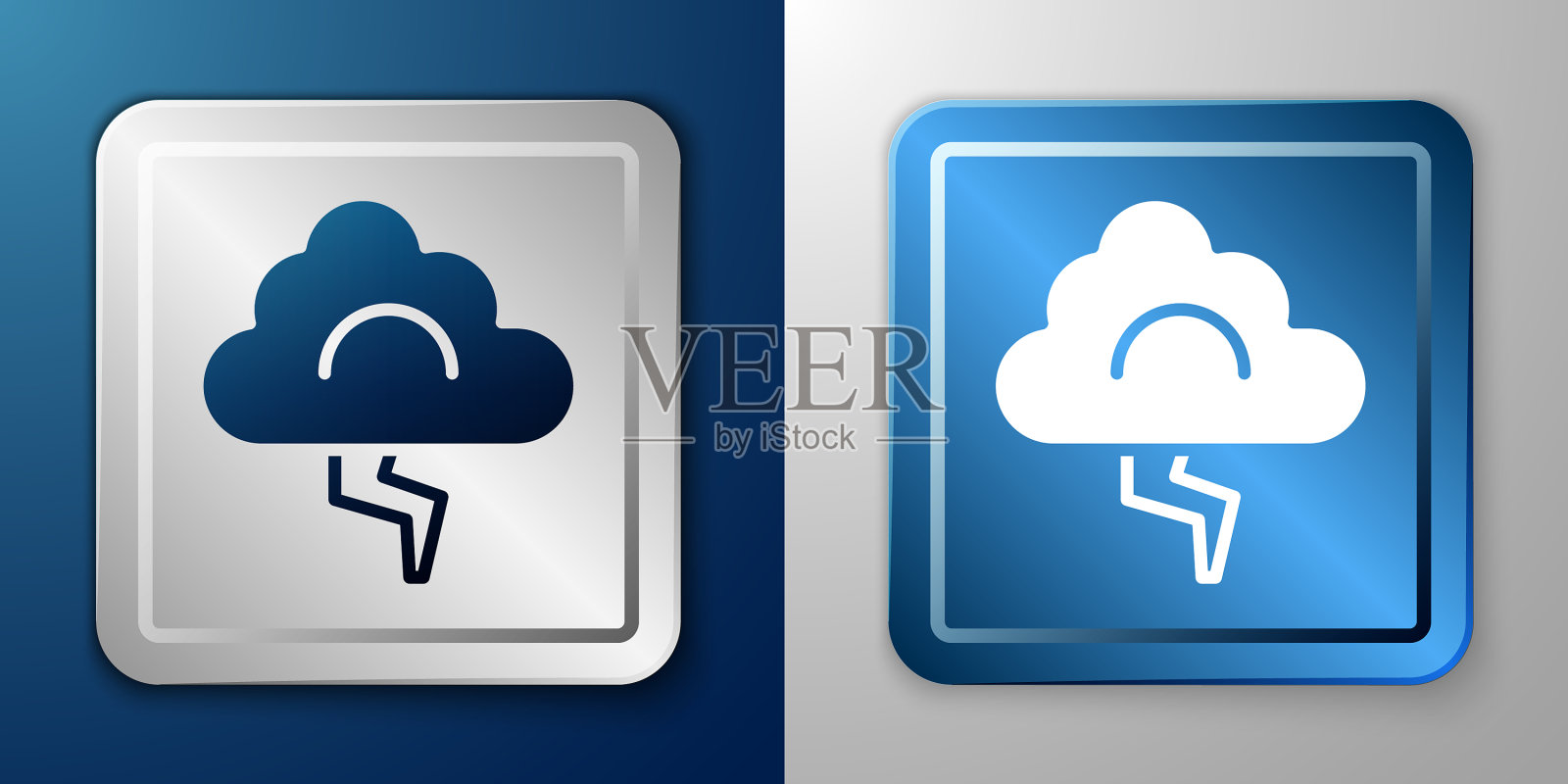 白色风暴图标与蓝色和灰色隔离图标素材