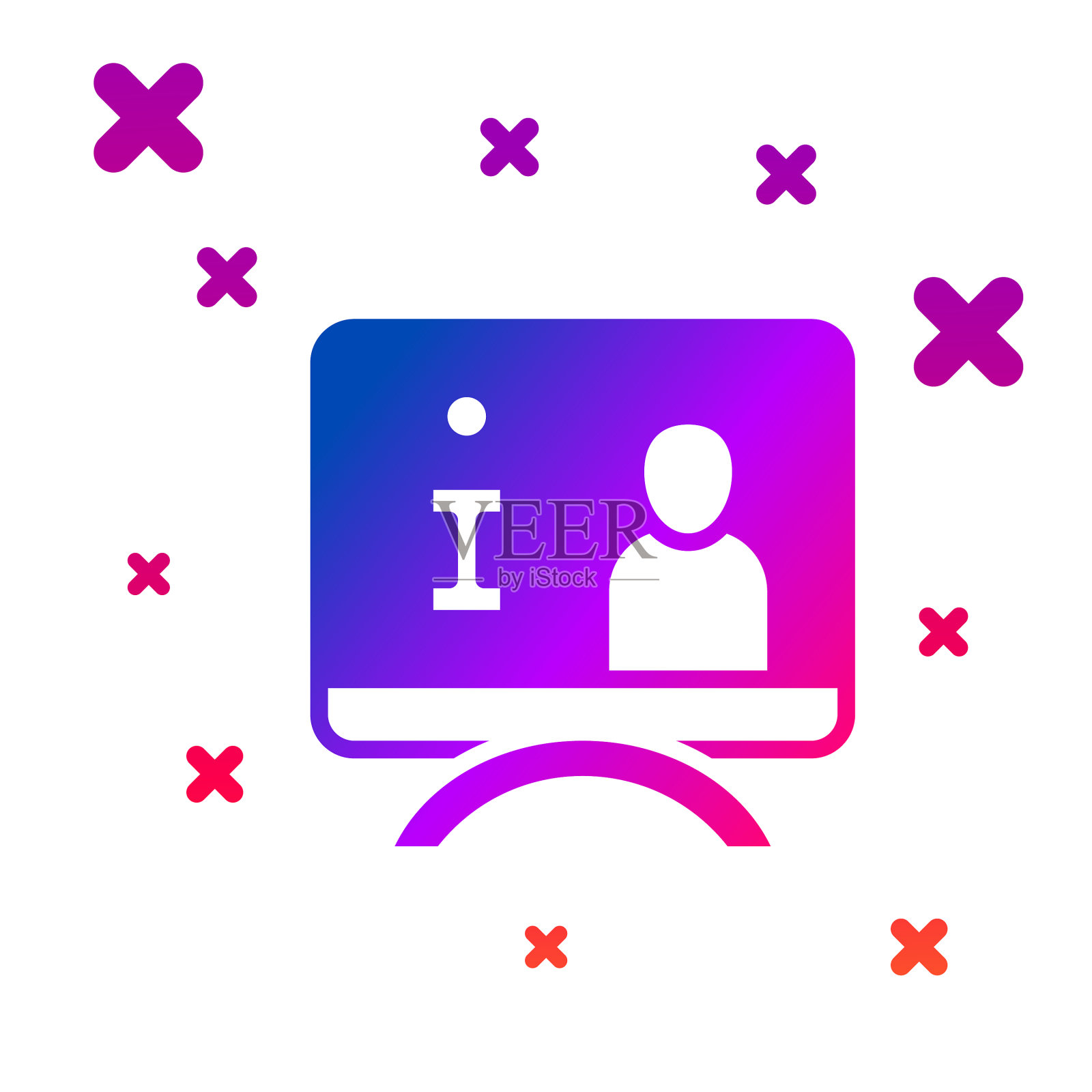 彩色电视报告图标隔离在白色上图标素材