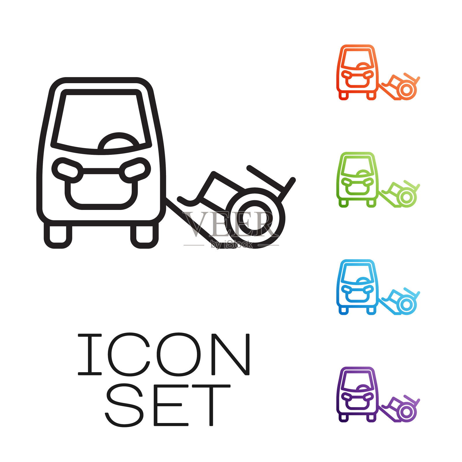 黑线禁用汽车图标隔离在白色上图标素材