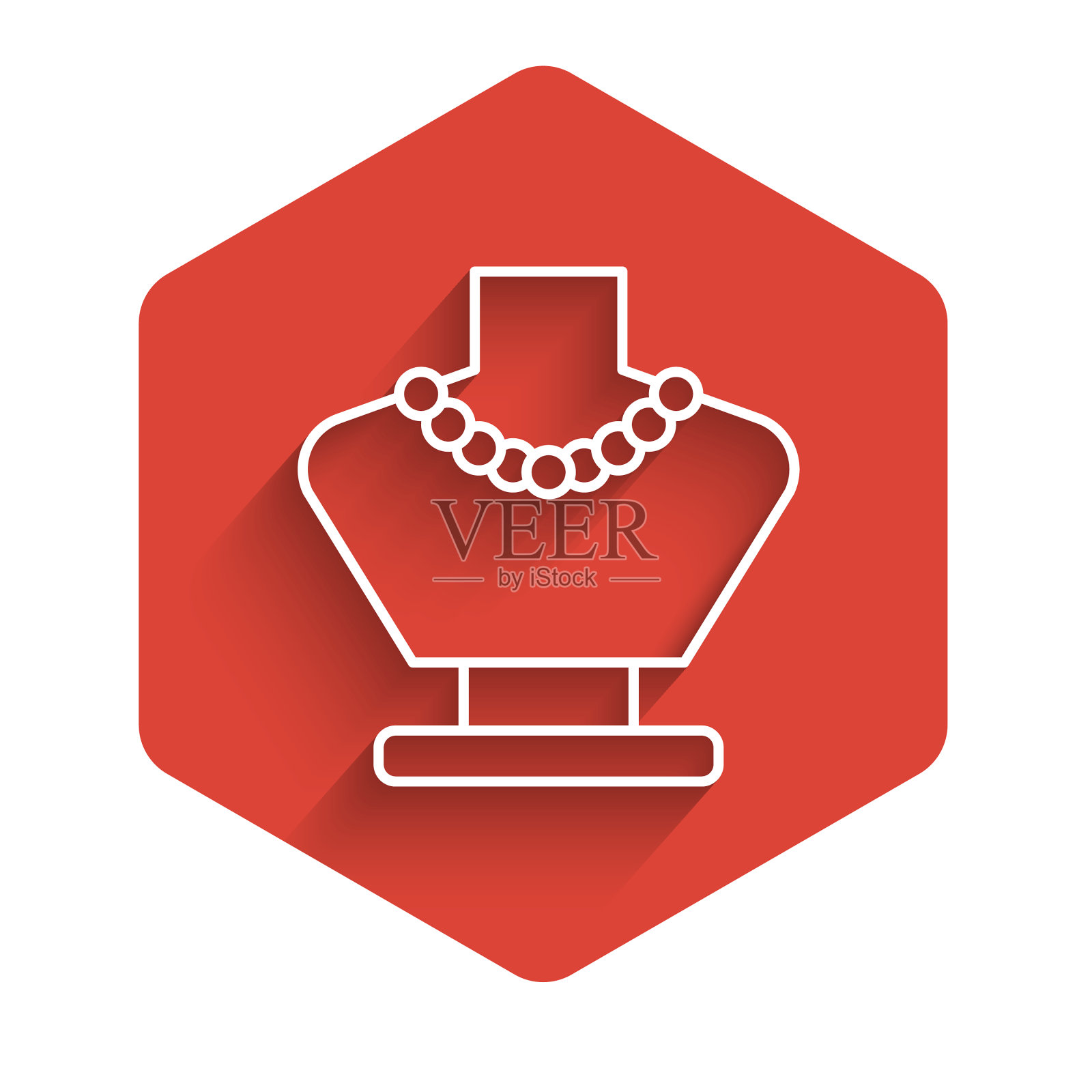 人体模型图标上的白线项链已分离插画图片素材