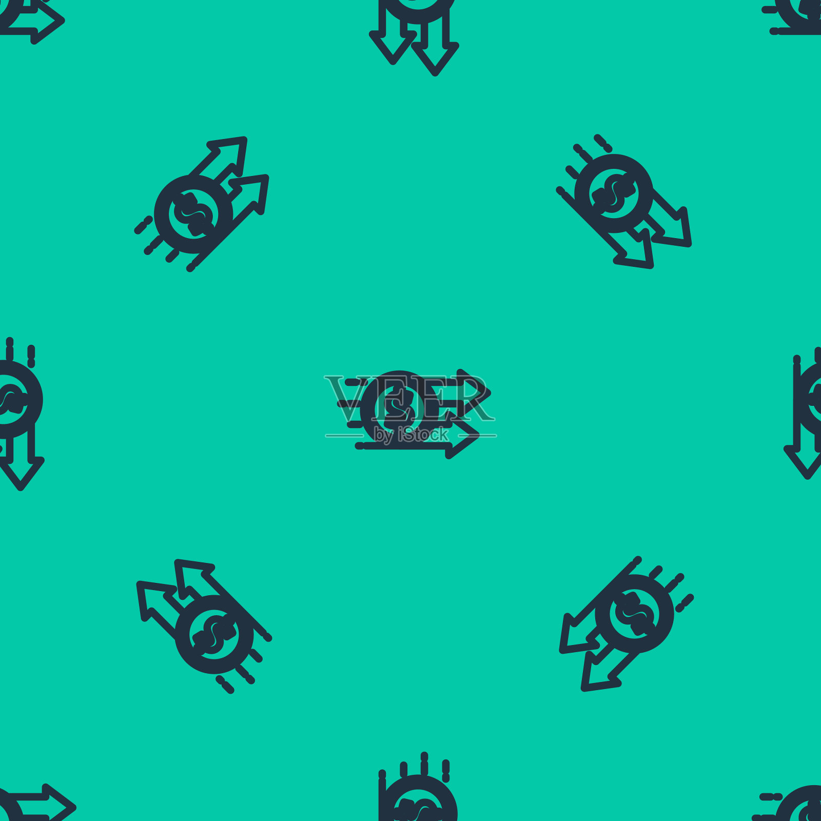 蓝线金融增长美元硬币图标插画图片素材